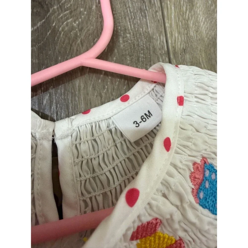 Birthday Party Smocked Bubble Romper Size 3/6 Months